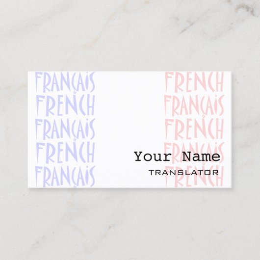 Französische Übersetzer-oder Visitenkarte (Vorderseite)