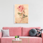 Französische Viktorianische Rosa Rose Leinwanddruck (Insitu (Wohnzimmer))