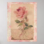 Französische Viktorianische Rosa Rose Poster (Vorne)