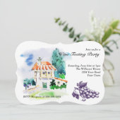 Französische Villa Weinprobe Party Einladung (Stehend Vorderseite)