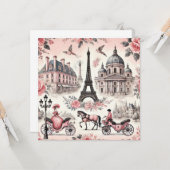 Französische Vintag rosa Tischtenniskarte Karte (Vorderseite/Rückseite Beispiel)