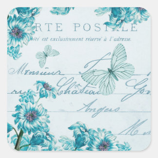 Französische Vintage Aufkleber mit Blumen und Blum