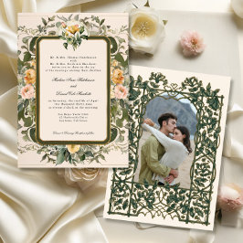 Französische Vintage Blumengelbe Hochzeit Einladung