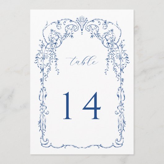 Französische Vintage botanische Rahmen-Tischnummer Programm (Rückseite)
