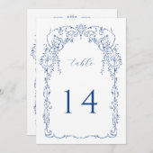 Französische Vintage botanische Rahmen-Tischnummer Programm (Vorne/Hinten)