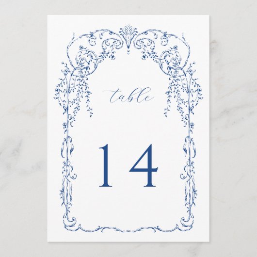 Französische Vintage botanische Rahmen-Tischnummer Programm (Vorderseite)