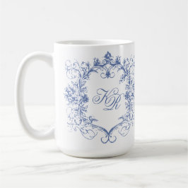 Französische Vintage Doppelmonogramm-Hochzeit Kaffeetasse