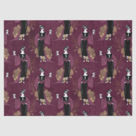 Französische Vintage Frau mit Wein am Maroon Decou Seidenpapier