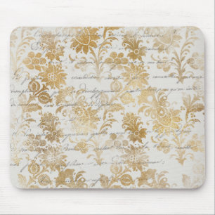Französische Vintage-Goldblumen Mousepad