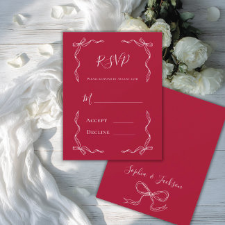 Französische Vintage-Handzeichnung Erdbeere Rot Ho RSVP Karte