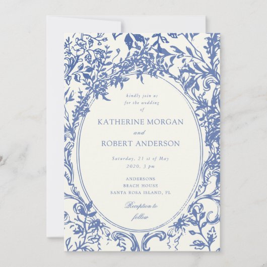 Französische Vintage Hochzeit Einladung (Vorderseite)