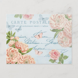 Französische Vintage mit Blumenpostkarte mit Rosen Postkarte