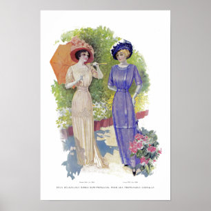 Französische Vintage Mode mit Lila Kleid Poster