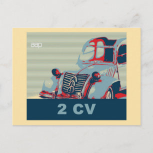 Französische Vintage Oldtimer, Pop Art Postkarte