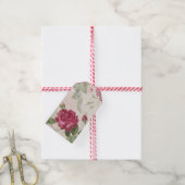 Französische Vintage Rose, antike Rote Ephemera -  Geschenkanhänger (Mit Garn)