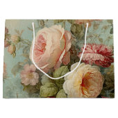 Französische Vintage Rose Blumenblauer Rosa Brautp Große Geschenktüte (Vorderseite)