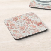 Französische Vintage Rose Gold Floral Getränkeuntersetzer (Linke Seite)