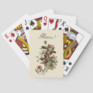 Französische Vintage-Rotklee-Blumen Spielkarten