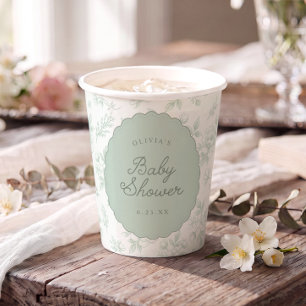 Französische Vintage-Sage-Blumen-Babyparty-Tassen Pappbecher