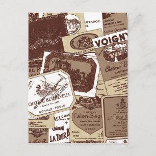 Französische Vintage-Weinetiketten Tapete Postkarte