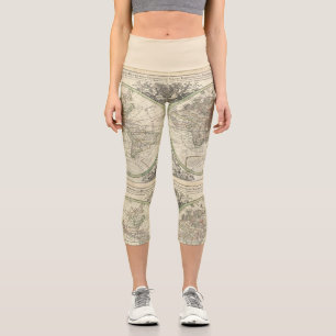 Französische Vintage Weltkarte aus dem 17. Jahrhu Capri Leggings
