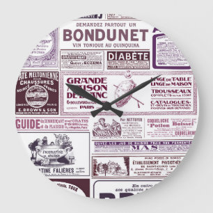 Französische Vintage-Zeitungsanzeigen 1910 Große Wanduhr