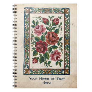 Französische Volkskunst-Rose - Vintage Naive Blüte Notizblock