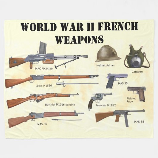 FRANZÖSISCHE WAFFEN IM WELTKRIEG II FLEECEDECKE (Vorderseite (Horizontal))