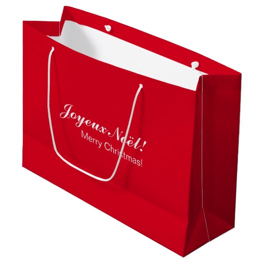 Französische Weihnachtsrot-Tasche Große Geschenktüte (Vorderseite Schrägansicht)
