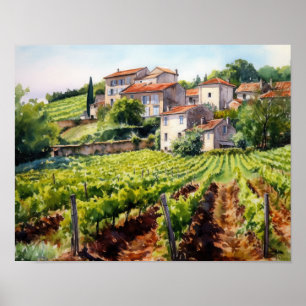 Französische Weinberge Landschaft Kunst, Dichtung Poster