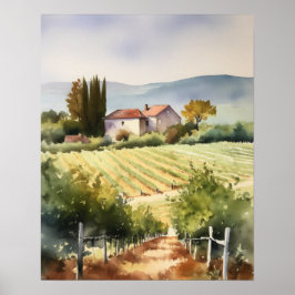 Französische Weinberge Landschaft Kunst, Dichtung Poster