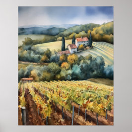Französische Weinberge Landschaft Kunst, Dichtung Poster