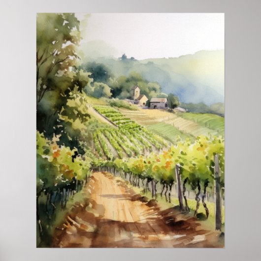 Französische Weinberge Landschaft Kunst, Dichtung  Poster (Vorne)