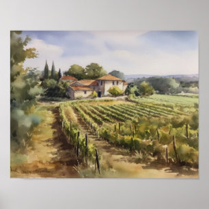 Französische Weinberge Landschaft Kunst, Dichtung Poster