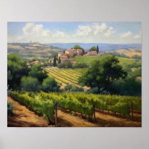 Französische Weinberge Landschaft Kunst, Dichtung Poster