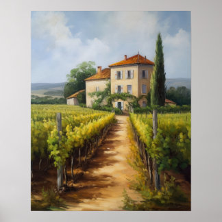 Französische Weinberge Landschaft Kunst, Dichtung Poster