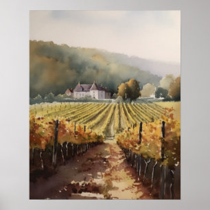 Französische Weinberge Landschaft Kunst, Dichtung Poster