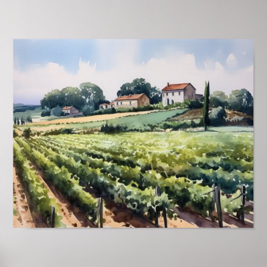 Französische Weinberge Landschaft Kunst, Dichtung  Poster (Vorne)
