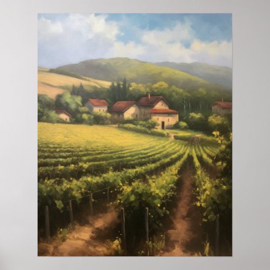 Französische Weinberge Landschaft Kunst, Dichtung Poster (Vorne)