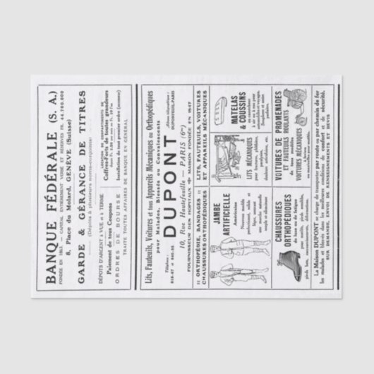 Französische Werbung Zeitungsseite Decoupage Men Seidenpapier (Vorderseite)