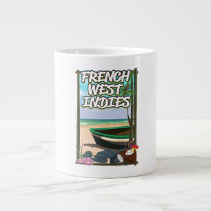 Französische Westindische Strand-Reiseplakat Jumbo-Tasse