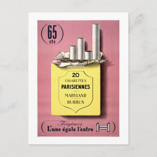 Französische Zigaretten Vintage Poster wiederherge Postkarte (Vorderseite)