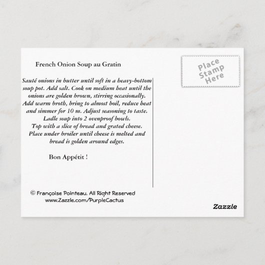 Französische Zwiebelsuppe Postkarte (Rückseite)