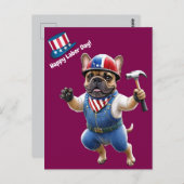 Französischen Bulldoggen Happy Labor Day Postkarte (Vorne/Hinten)