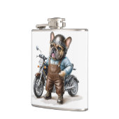 Französischen Bulldoggen Motorrad Flachmann (Links)