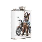 Französischen Bulldoggen Motorrad Flachmann (Rechts)