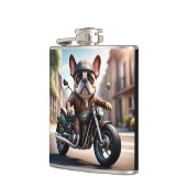 Französischen Bulldoggen Motorrad Flachmann (Links)