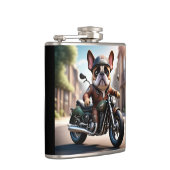 Französischen Bulldoggen Motorrad Flachmann (Rechts)