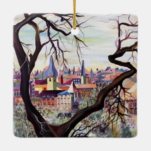 Französischer antiker Vergleich mit Wasserfarbe Lu Keramikornament (Rückseite)