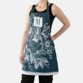 Französischer Bauernhof Peony Monogram Darquoise Schürze (InSitu)